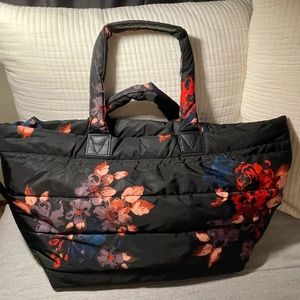 Black Floral Tote/Duffel Bag